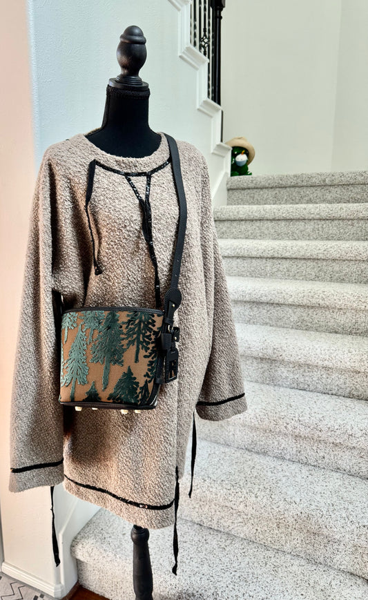 ESH Exclusive Collection - Flocked mesta | Butterfly Bucket Bag | Double-sided Pattern | perhonen Fabric | Real Leather | Handle | Crossbody | Handmade Products