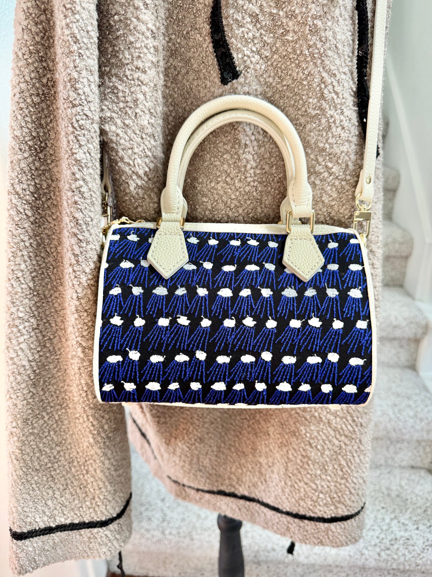 ESH Exclusive Collection - hope rain/ Rosas | Double-sided Pattern | mina perhonen Fabric | Real Leather | Handle | Crossbody | Handmade Products