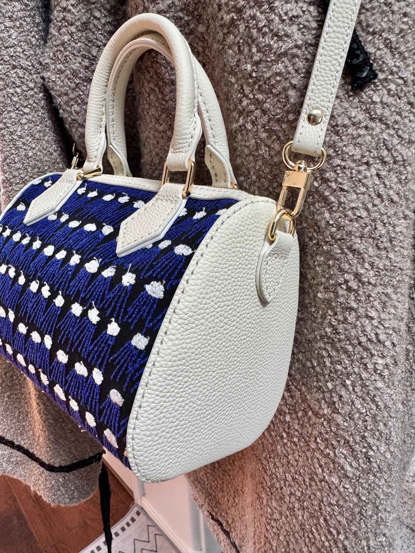 ESH Exclusive Collection - hope rain/ Rosas | Double-sided Pattern | mina perhonen Fabric | Real Leather | Handle | Crossbody | Handmade Products