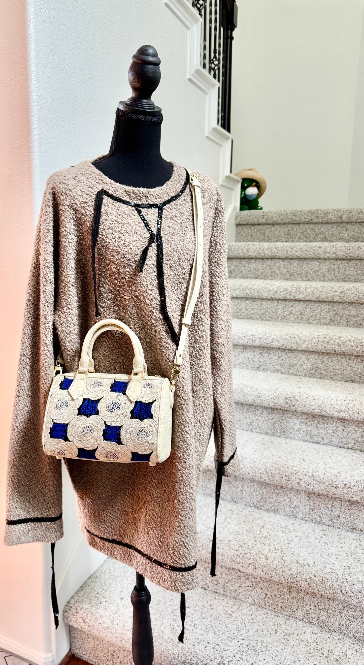 ESH Exclusive Collection - hope rain/ Rosas | Double-sided Pattern | mina perhonen Fabric | Real Leather | Handle | Crossbody | Handmade Products