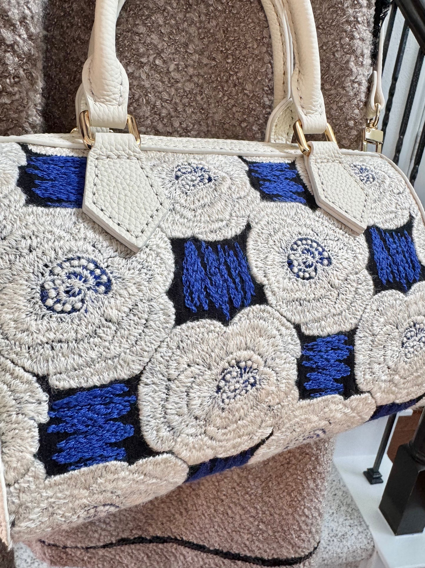 ESH Exclusive Collection - hope rain/ Rosas | Double-sided Pattern | mina perhonen Fabric | Real Leather | Handle | Crossbody | Handmade Products