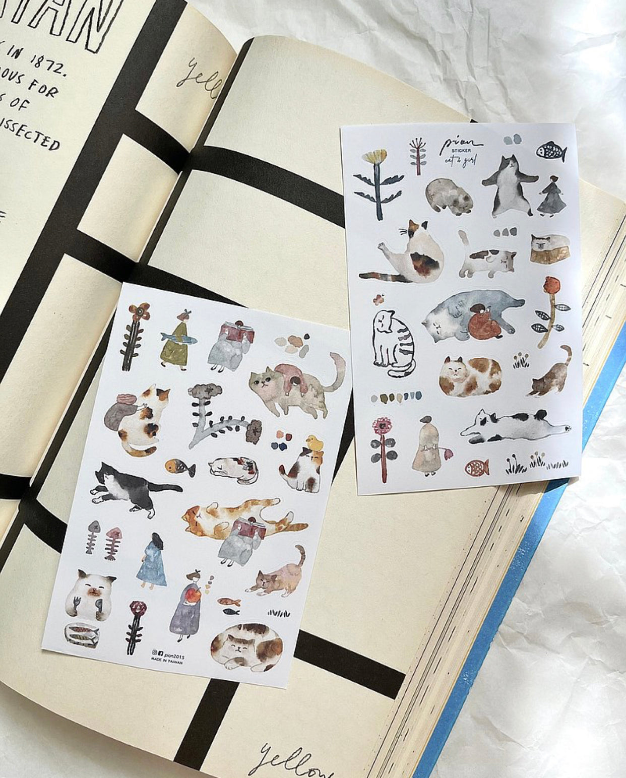 Pion - Cat Girl | 2 Sheets | Die Cut Paper Sticker