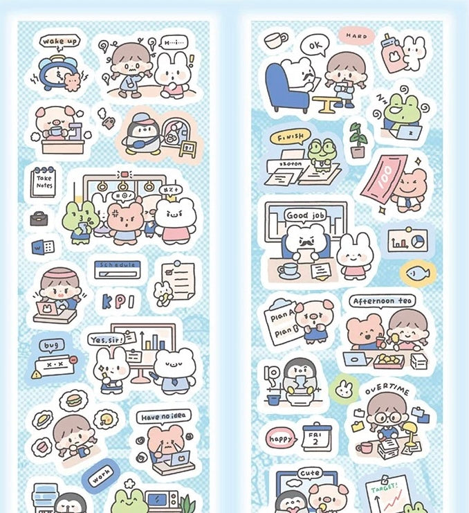 Molinta - Working Day | 4.5cm Pre-cut Sticker Paper Tape | Release Paper