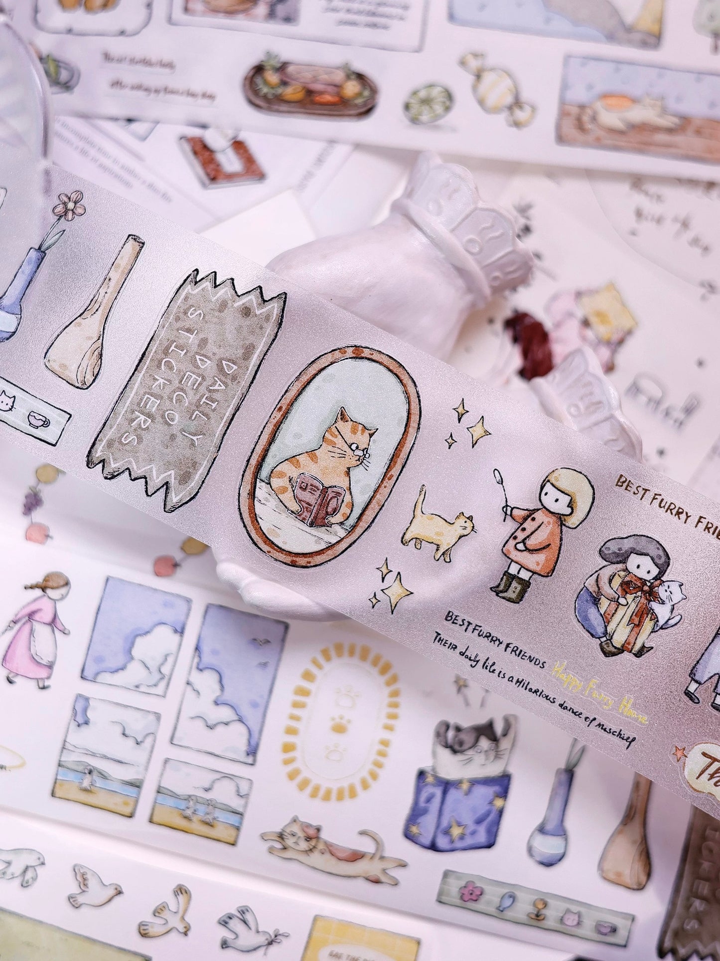 NEW! XBJia Studio - Best Furry Friends | Kiss-cut | 5.5cm Tape | Release Paper | 6M