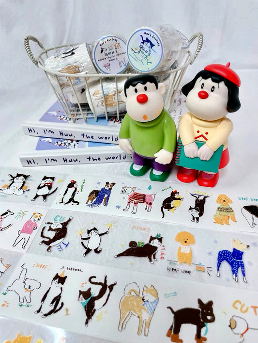 Huu's Fantasy - Having both cats and dogs | Kiss-cut | 5cm Tape |  Release Paper | 5M