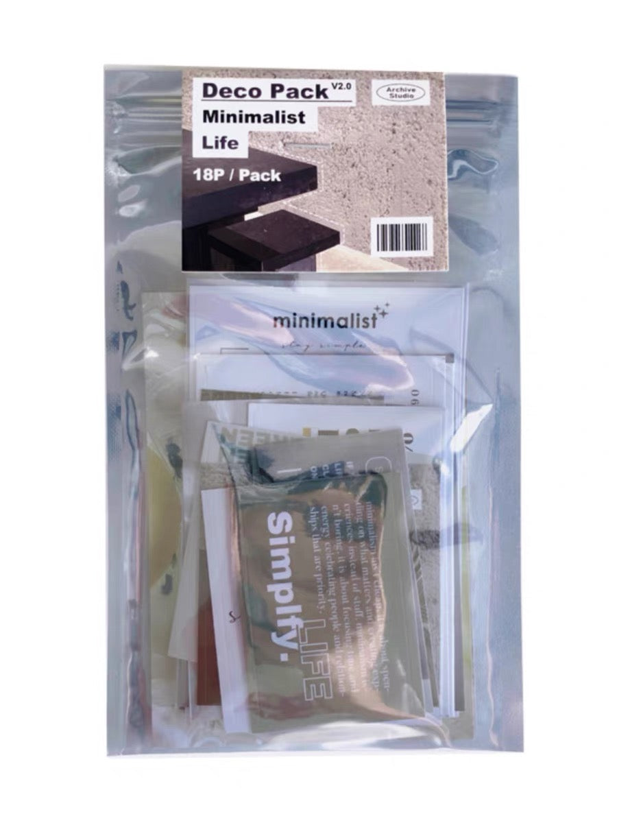 Archive Studio - Minimalist Life | 18pcs Deco Pack | Ephemera Paper | Sticker