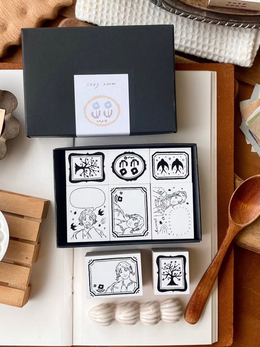 NEW! Cozyroom Studio - Autumn Coffee Time | 6pcs Rubber Stamp Set