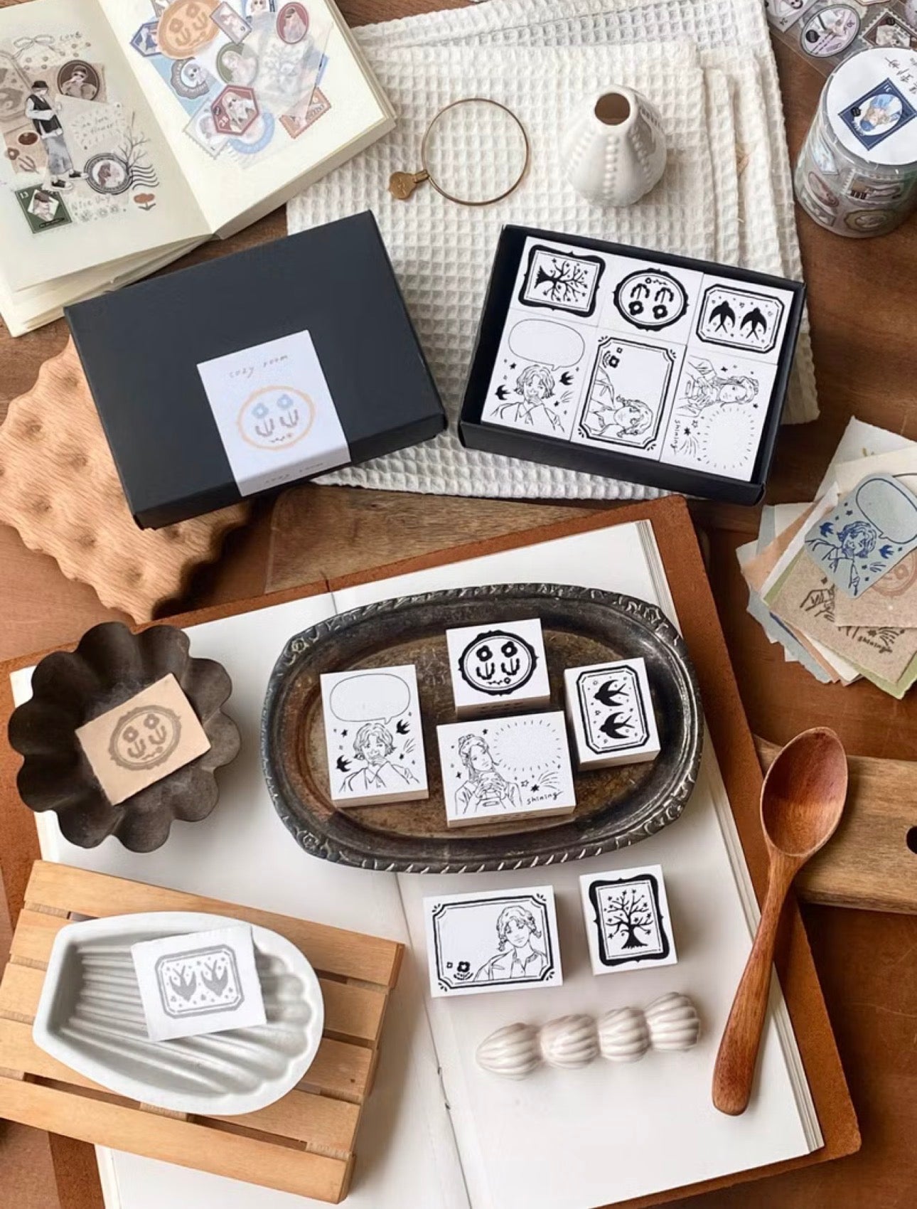 NEW! Cozyroom Studio - Autumn Coffee Time | 6pcs Rubber Stamp Set