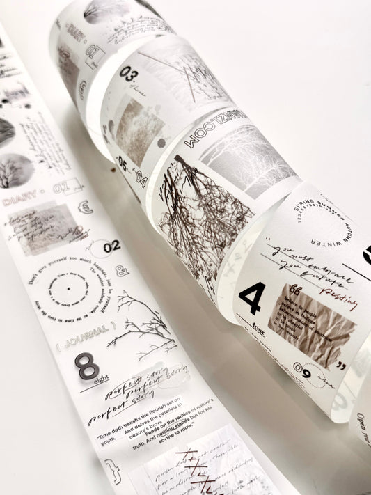 NEW! Jennyuanzi Studio - Vol.7 Sepia Letters | 5cm Tape |  Release Paper | 5M