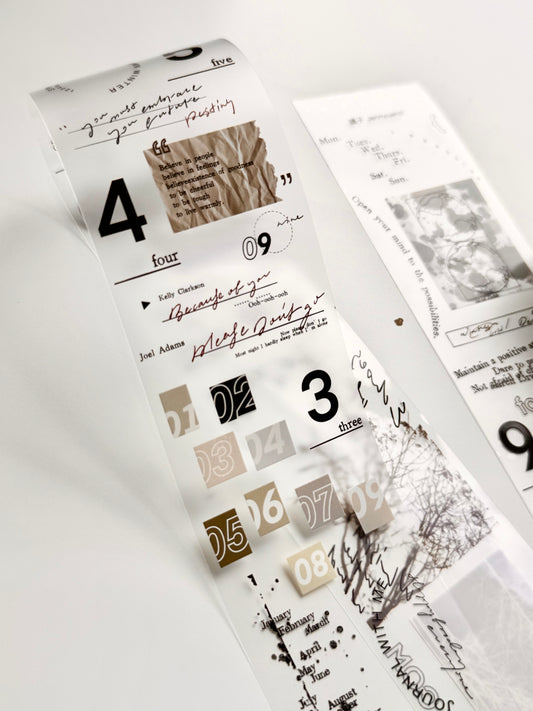 NEW! Jennyuanzi Studio - Vol.7 Sepia Letters | 5cm Tape |  Release Paper | 5M