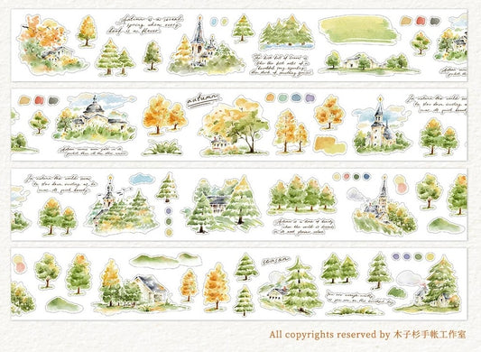 NEW! Muzishan Studio - Autumn Mystery | Kiss-cut | 4.5cm Washi Tape | Release Paper | 5M