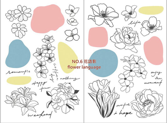Hairmo -Flower Language | 2 Sheets | Rub On Sticker