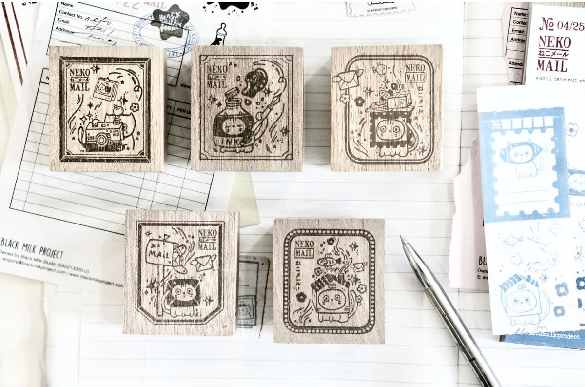 Black Milk Project - Neko Mail Large | 4.5cm Rubber Stamps