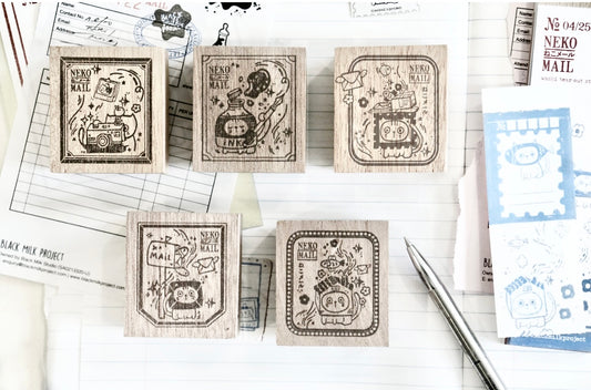 Black Milk Project - Neko Mail Large | 4.5cm Rubber Stamps