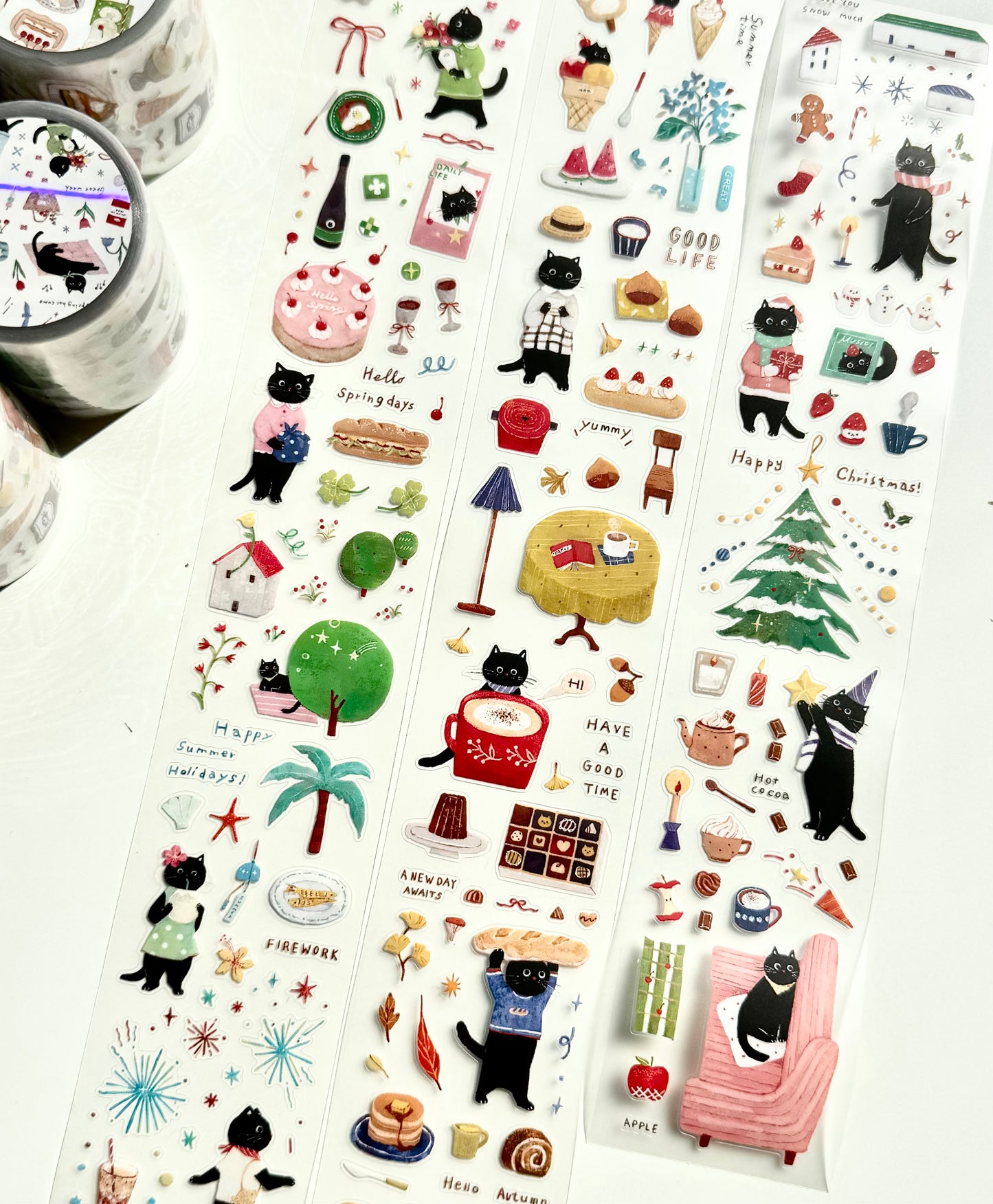 Spring Forth X Cookie - Four Seasons Kitty | Kiss-cut | 5cm Matte PET Tape |  Release Paper | 6M