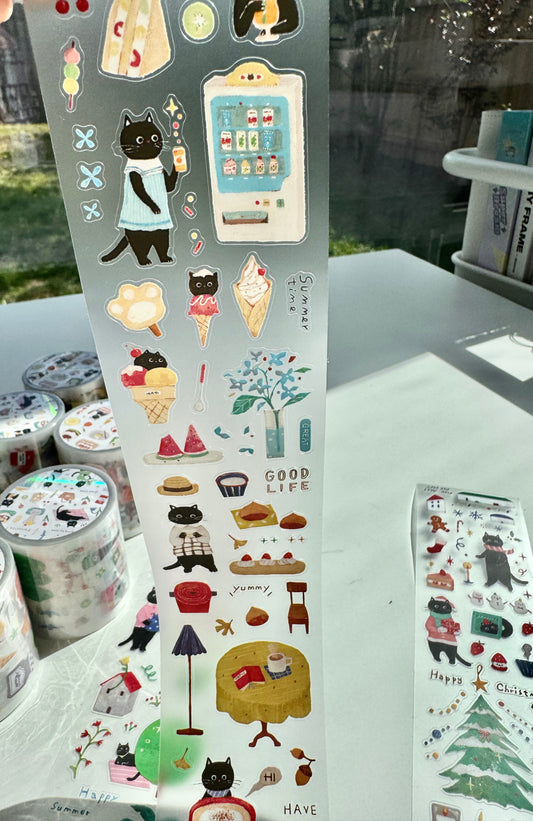 Spring Forth - Four Seasons Kitty | Kiss-cut | 5cm Matte PET Tape |  Release Paper | 6M