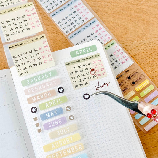 NEW! EverEin - Monthly Calendar | 4cm Kiss-cut | Glitter PET Tape | Release Paper  | 3M
