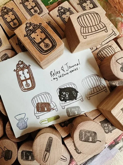 Catdoo - My Leisure -  Chill And Write| 6pcs Rubber Stamp set