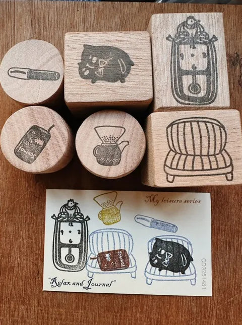 Catdoo - My Leisure -  Chill And Write| 6pcs Rubber Stamp set