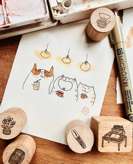 Catdoo - My Leisure -  Relax And Journal | 6pcs Rubber Stamp set