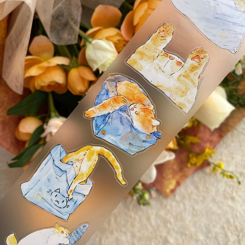 NEW! DingDing - No.54 Kitties | Kiss-cut | 6cm PET Tape |  Release Paper | 10M
