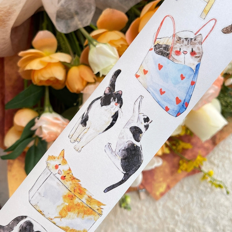 NEW! DingDing - No.54 Kitties | Kiss-cut | 6cm PET Tape |  Release Paper | 10M