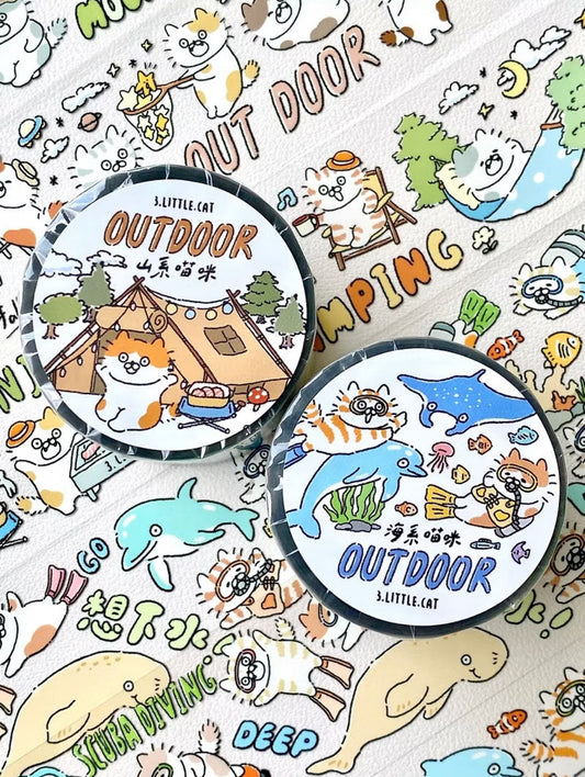 NEW! 3 Little Cat - Outdoor | 4cm PET Tape |  Release Paper