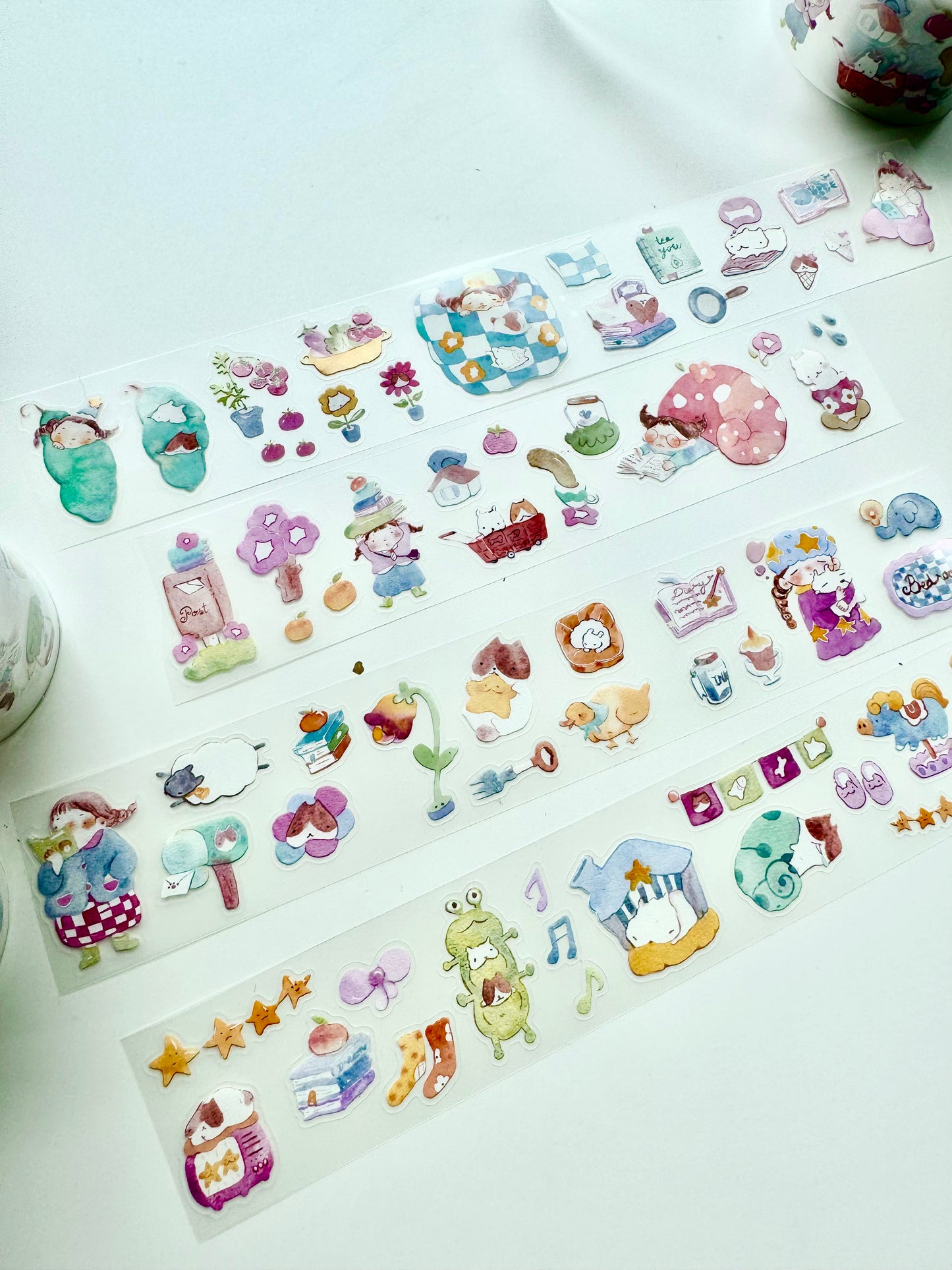 NEW! Teayou - Reading Sleeping | Kiss-cut | 4cm PET Tape | Release Paper | 10M