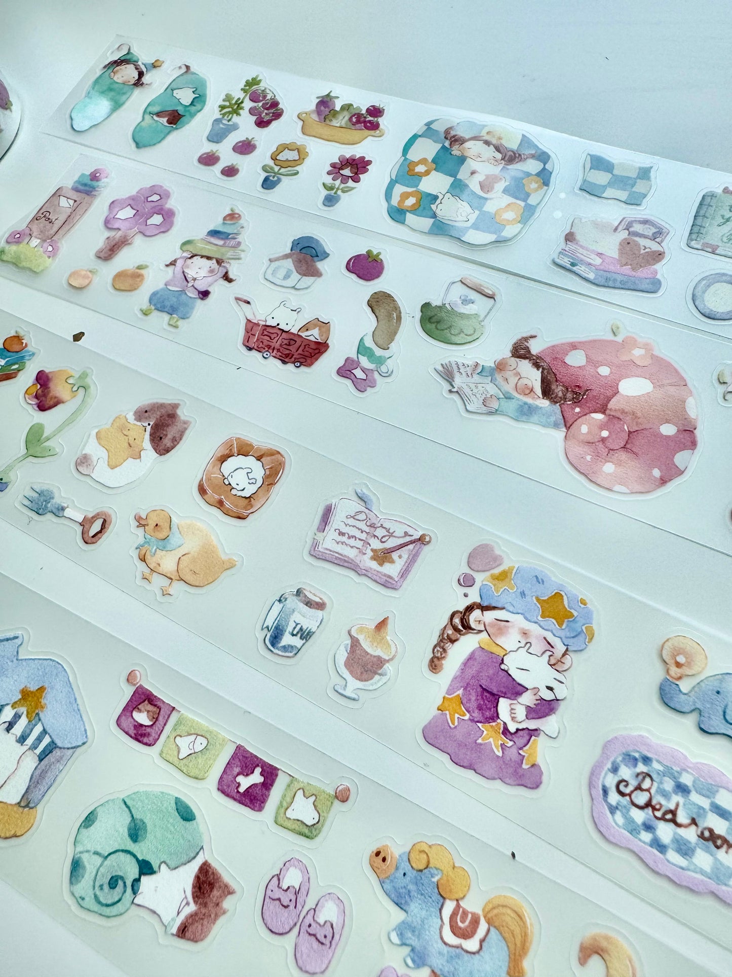 NEW! Teayou - Reading Sleeping | Kiss-cut | 4cm PET Tape | Release Paper | 10M