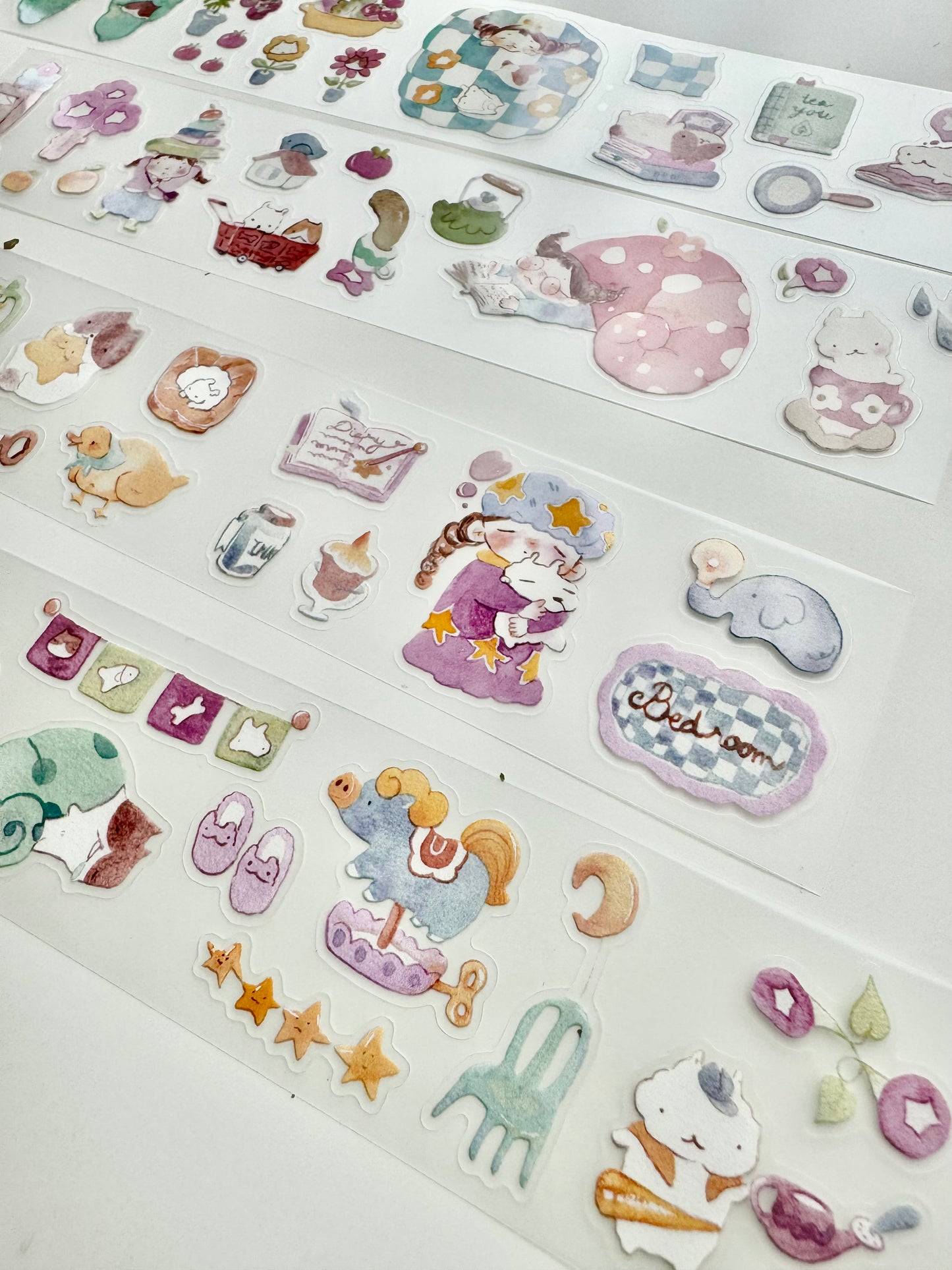 NEW! Teayou - Reading Sleeping | Kiss-cut | 4cm PET Tape | Release Paper | 10M