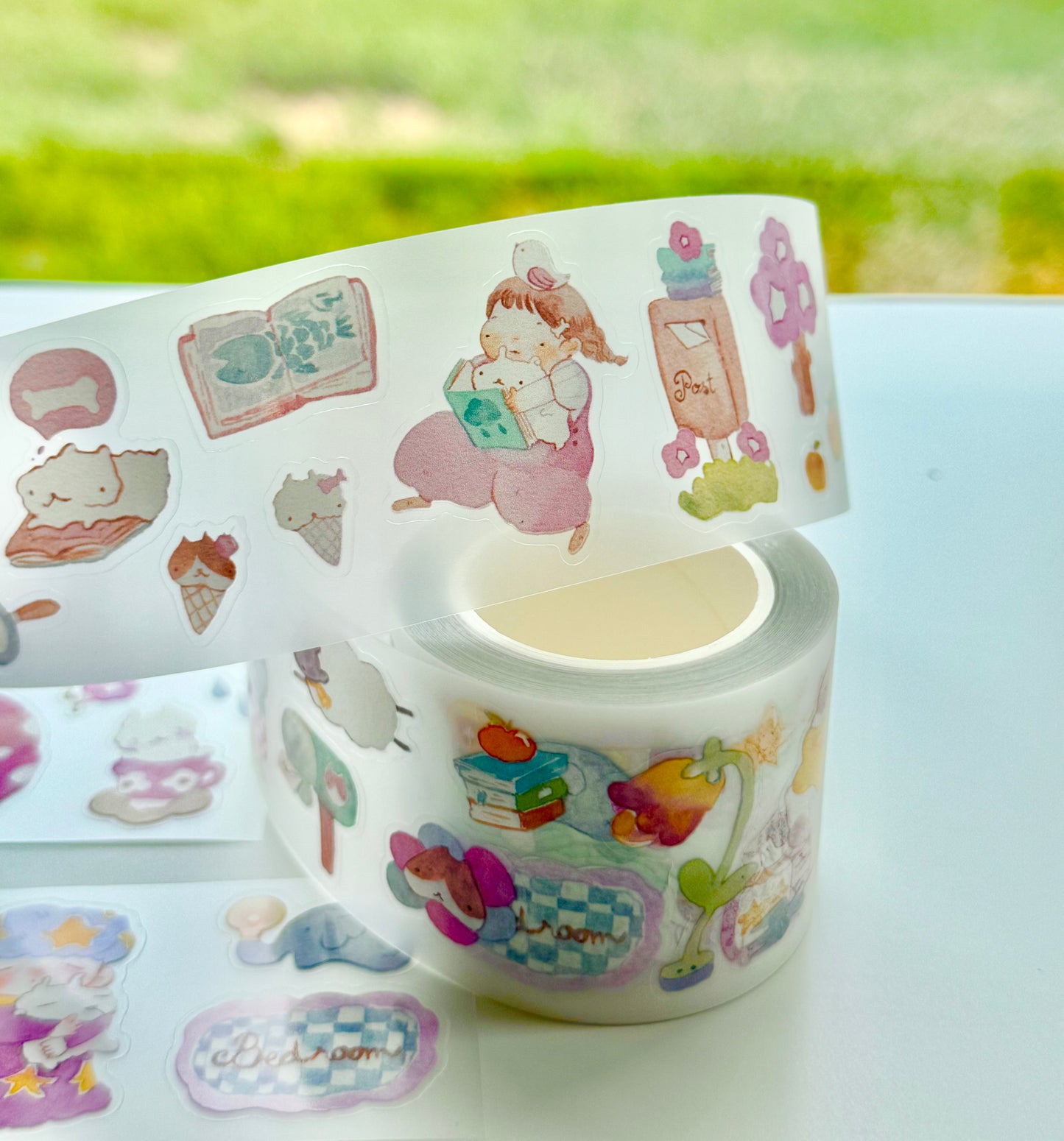 NEW! Teayou - Reading Sleeping | Kiss-cut | 4cm PET Tape | Release Paper | 10M