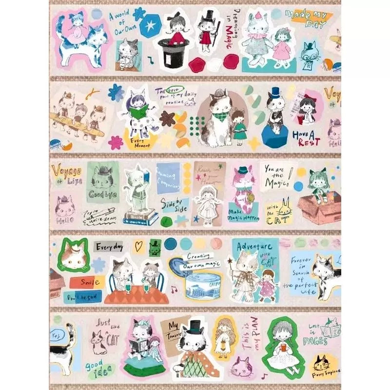 NEW! Molinta - Cat in Magic | Kiss-cut | 5cm PET Tape | Release Paper | 5M