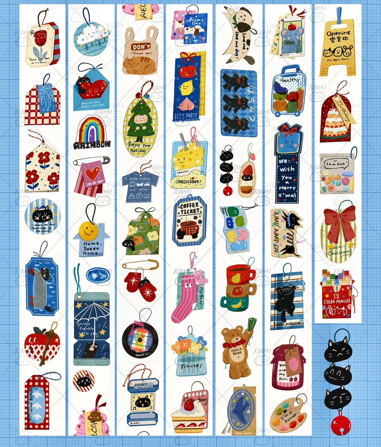 NEW! Xiami Studio - Tags | Kiss-cut | 4cm Glitter PET Tape | Release Paper | 5M