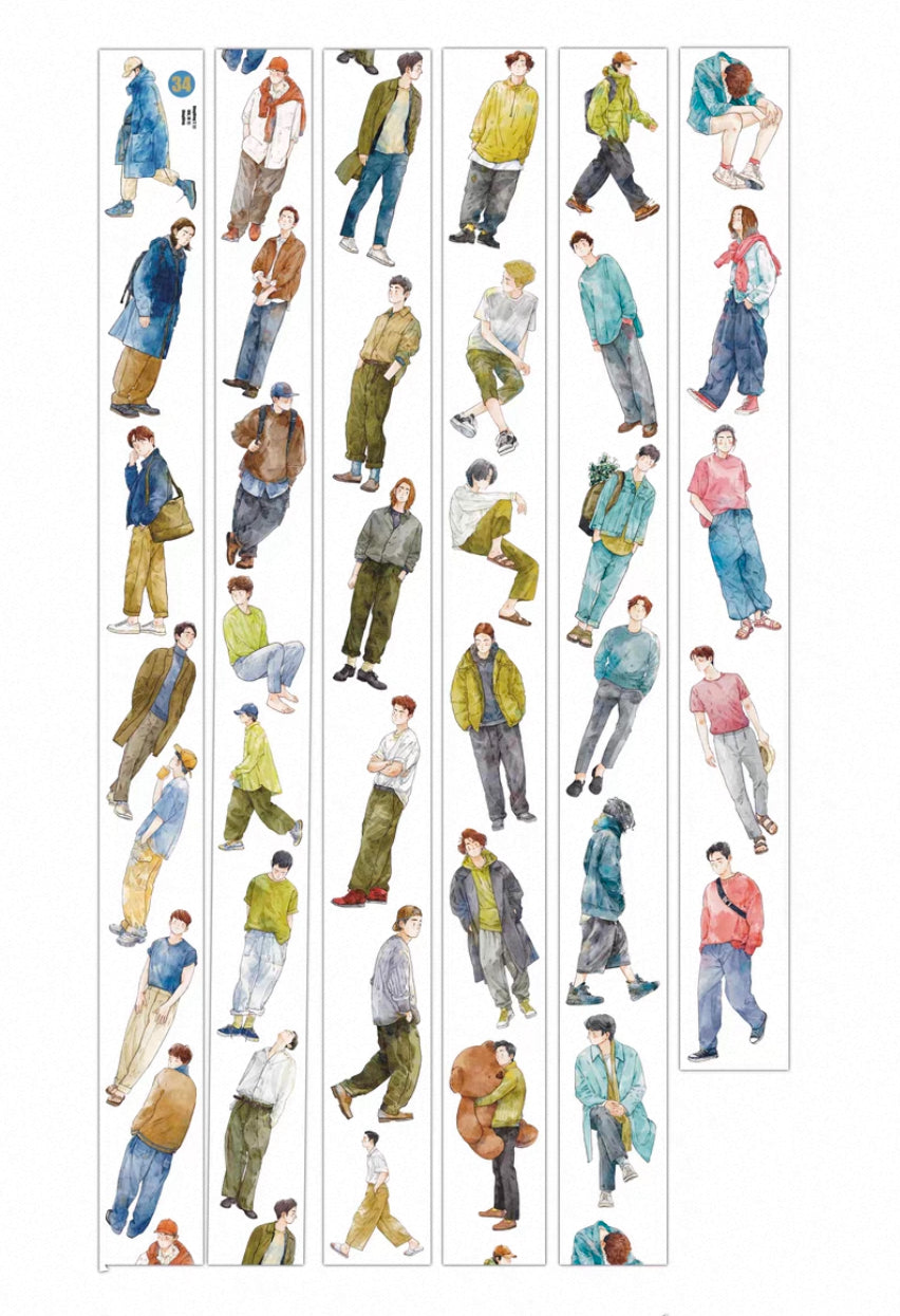 NEW! DingDing - No.34 His Outfits | Kiss-cut | 5cm PET Tape |  Release Paper
