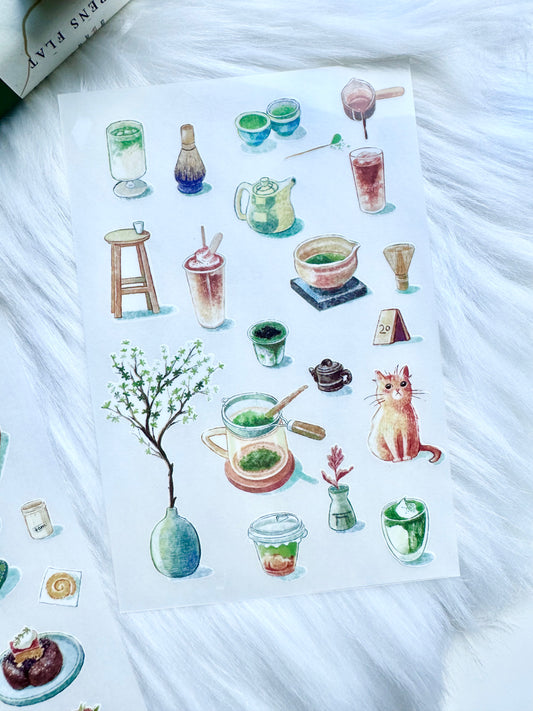 NEW! Teayou - Matcha Garden | 2 Sheets | Rub On Sticker