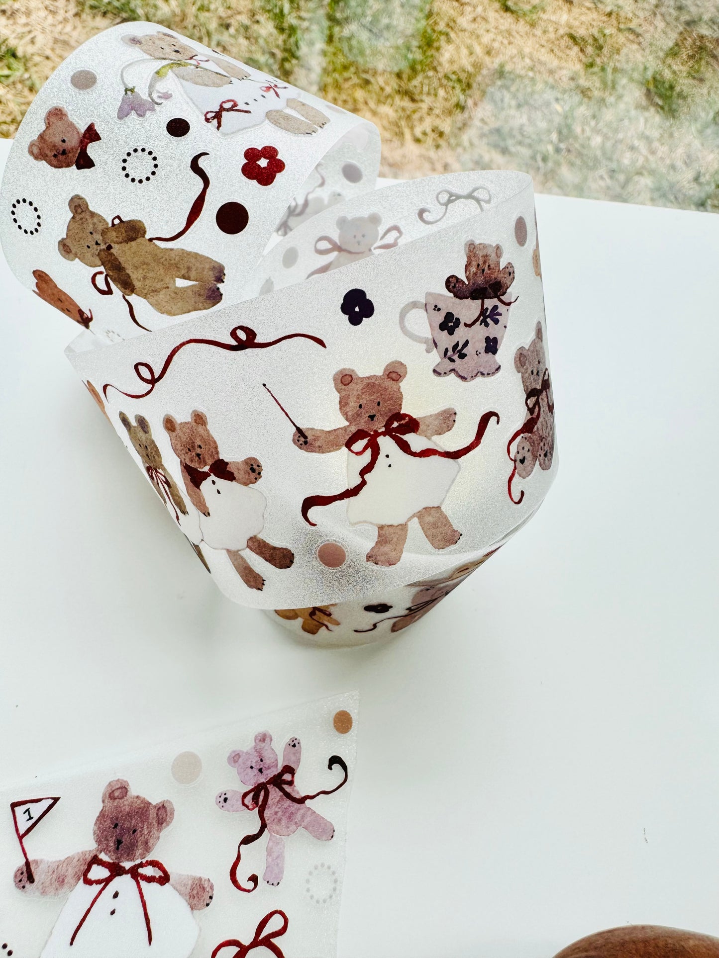 NEW! MWJ - Little Bear Daily Life | Kiss-cut | 4.5cm Glitter PET | Release Paper | 5M
