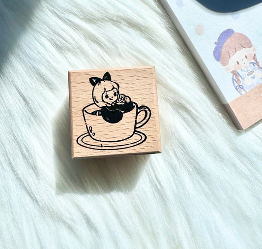 Two Raccoons  X dayday - Little Girl | Rubber Stamp