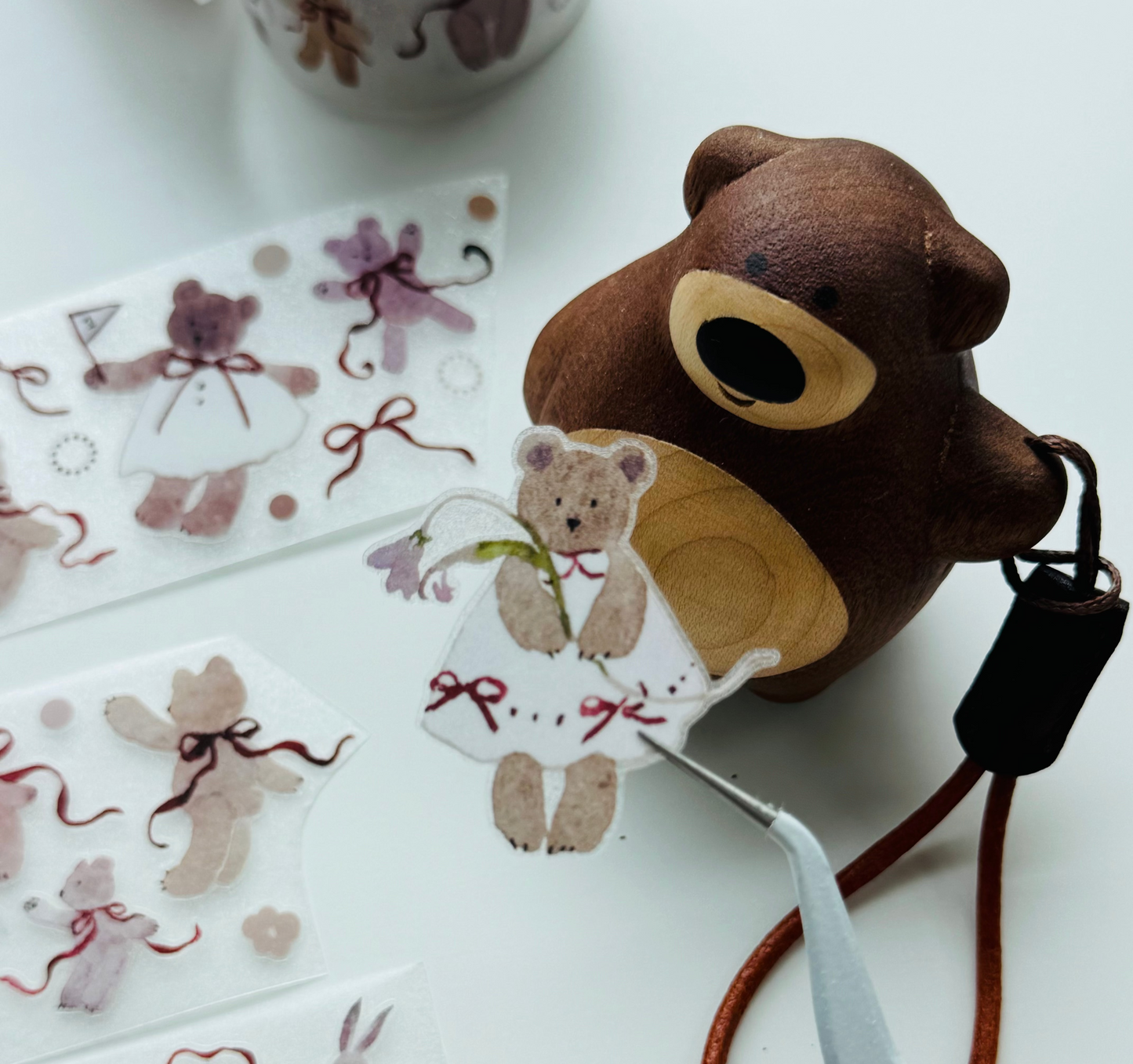 NEW! MWJ - Little Bear Daily Life | Kiss-cut | 4.5cm Glitter PET | Release Paper | 5M