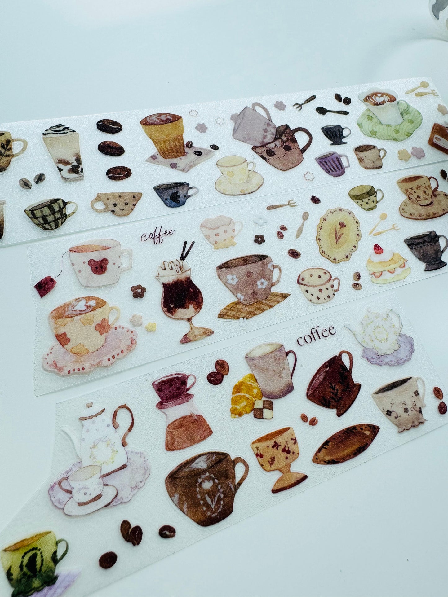 NEW! MWJ - Coffee| Kiss-cut | 4.5cm Glitter PET Tape |  Release Paper | 5M