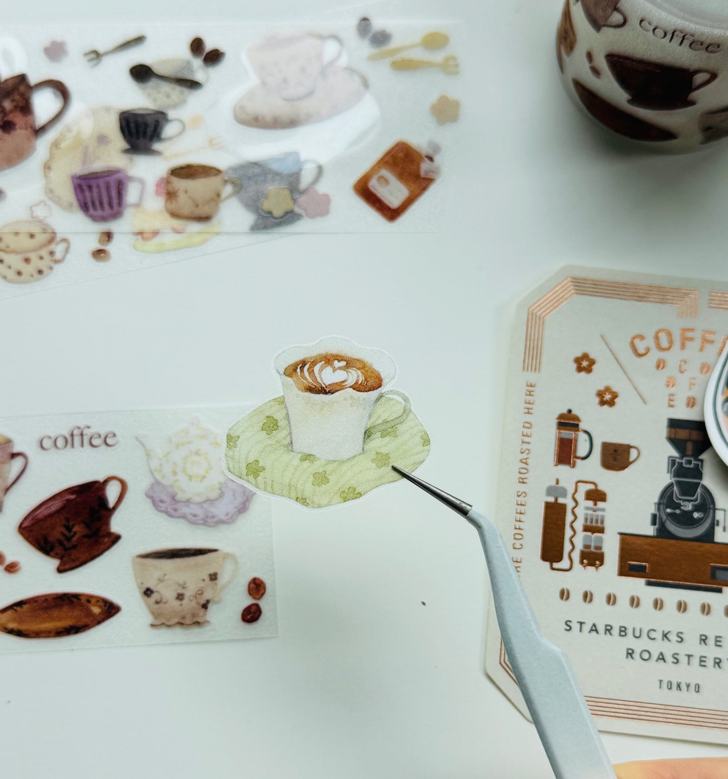 NEW! MWJ - Coffee| Kiss-cut | 4.5cm Glitter PET Tape |  Release Paper | 5M