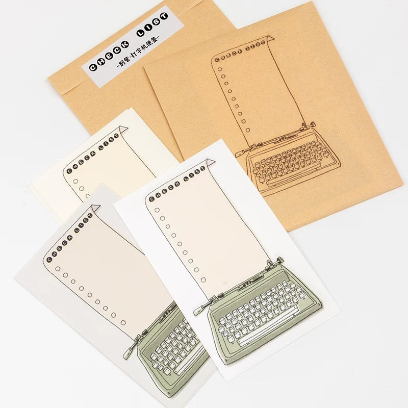 Bieguan Studio - Typewriter - Check List | 9pcs Memo Pad | Ephemera Paper