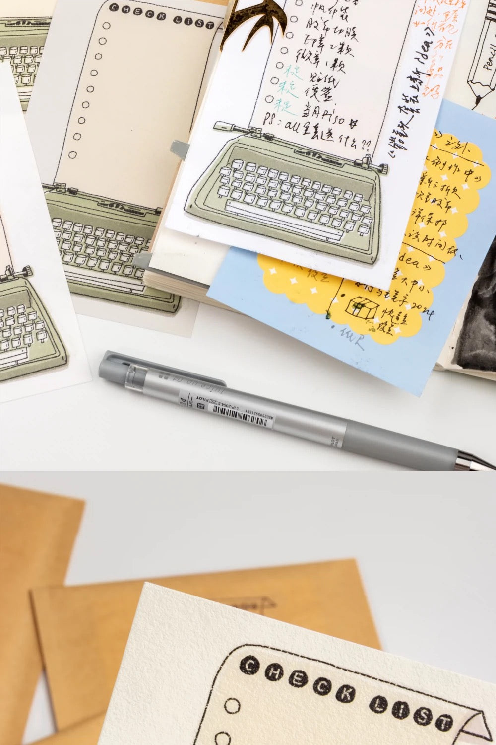 Bieguan Studio - Typewriter - Check List | 9pcs Memo Pad | Ephemera Paper