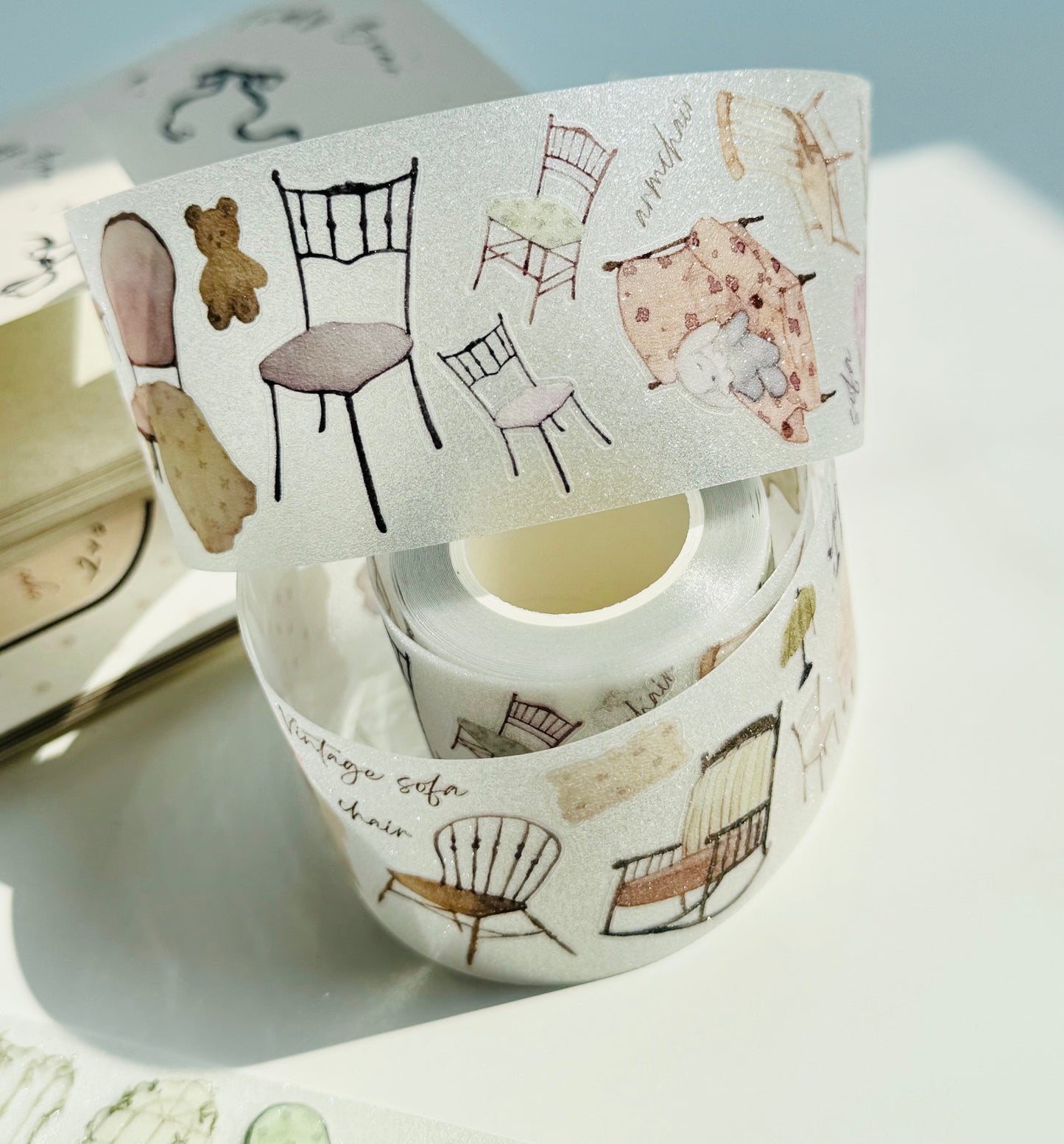 NEW! MWJ - Chair | Kiss-cut | 4.5cm Glitter PET Tape |  Release Paper | 5M