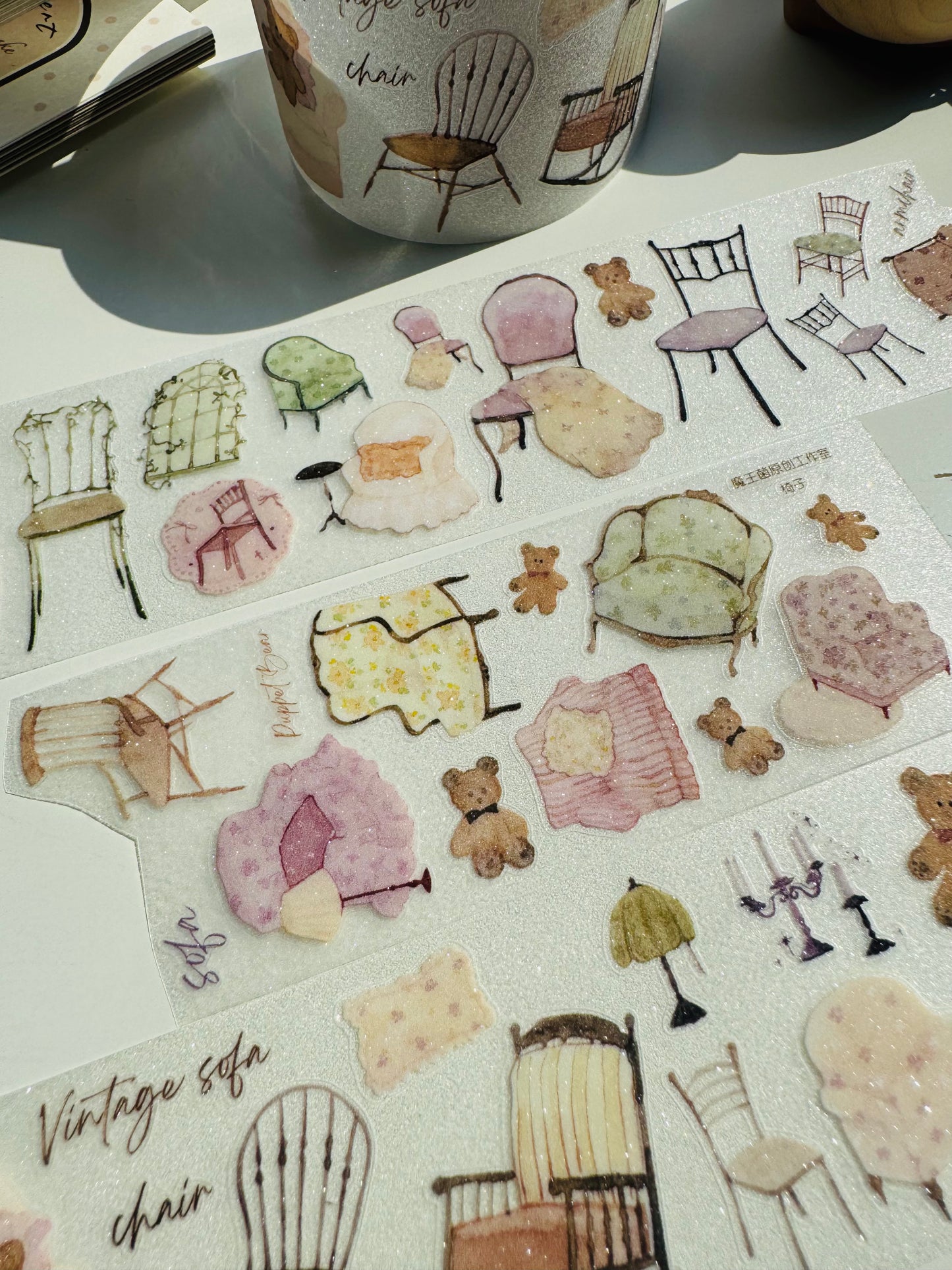 NEW! MWJ - Chair | Kiss-cut | 4.5cm Glitter PET Tape |  Release Paper | 5M