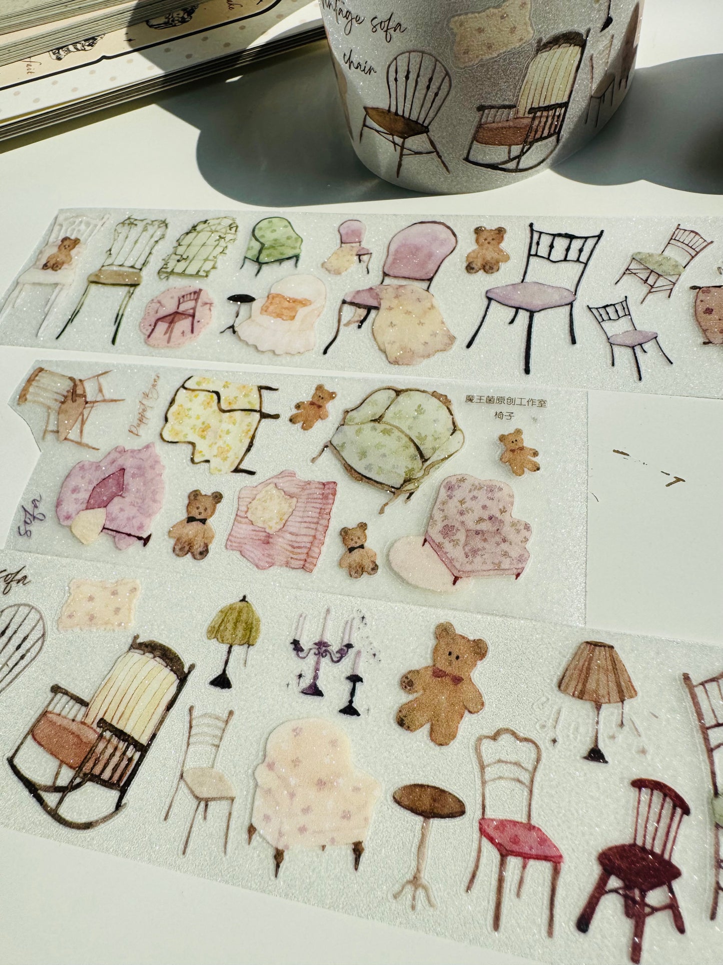 NEW! MWJ - Chair | Kiss-cut | 4.5cm Glitter PET Tape |  Release Paper | 5M
