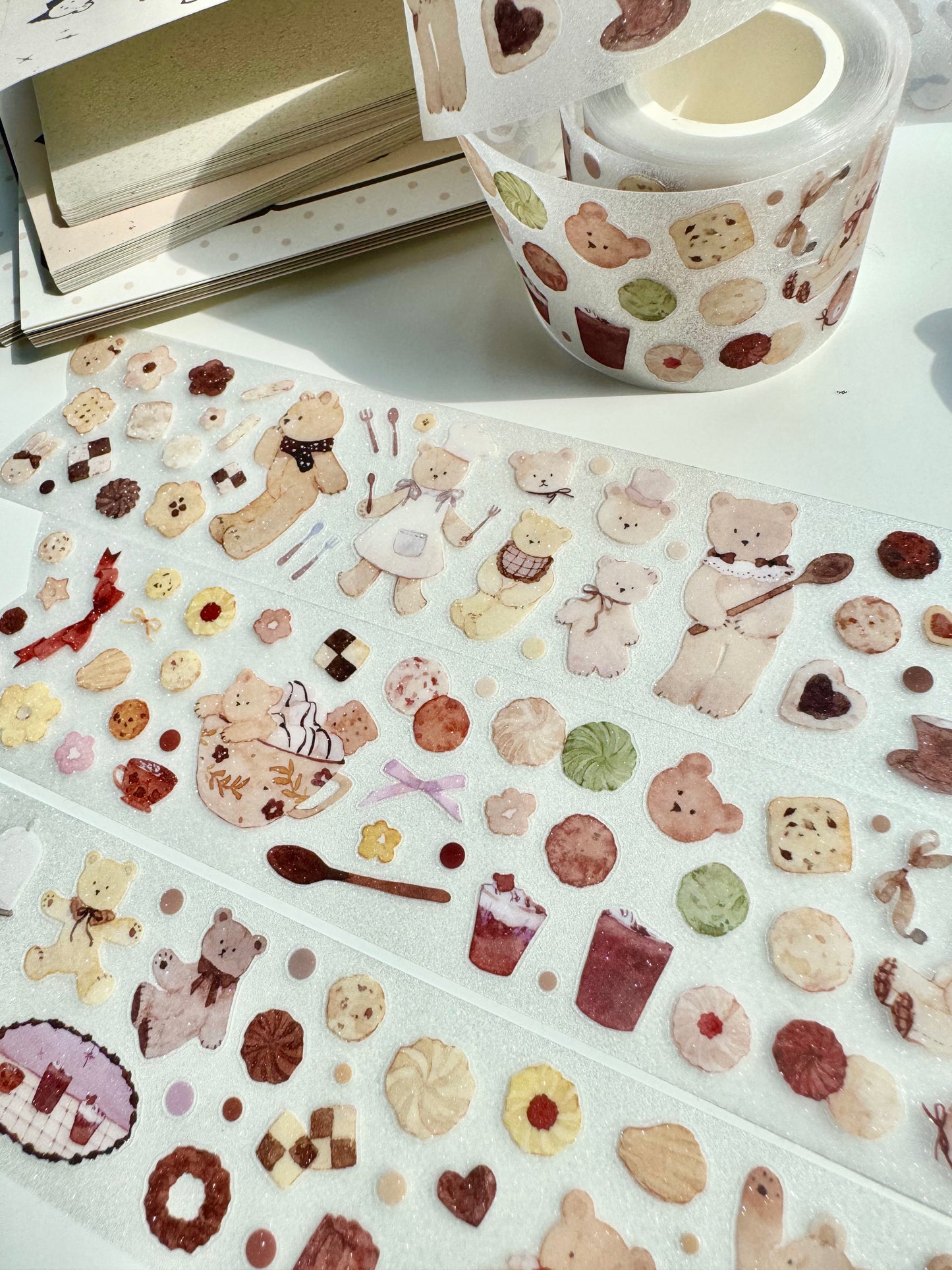 NEW! MWJ - Cocoa Cookies | Kiss-cut | 4.5cm Glitter PET Tape |  Release Paper | 5M