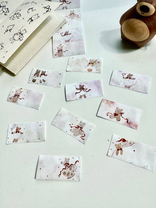 NEW! MWJ  -  Little Bears | 100pcs Sticker Memo Roll | NO Release Paper