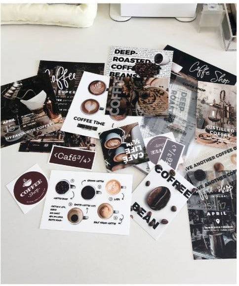 07M - Coffee Shop | 15pcs Deco Pack | Ephemera Paper | Sticker