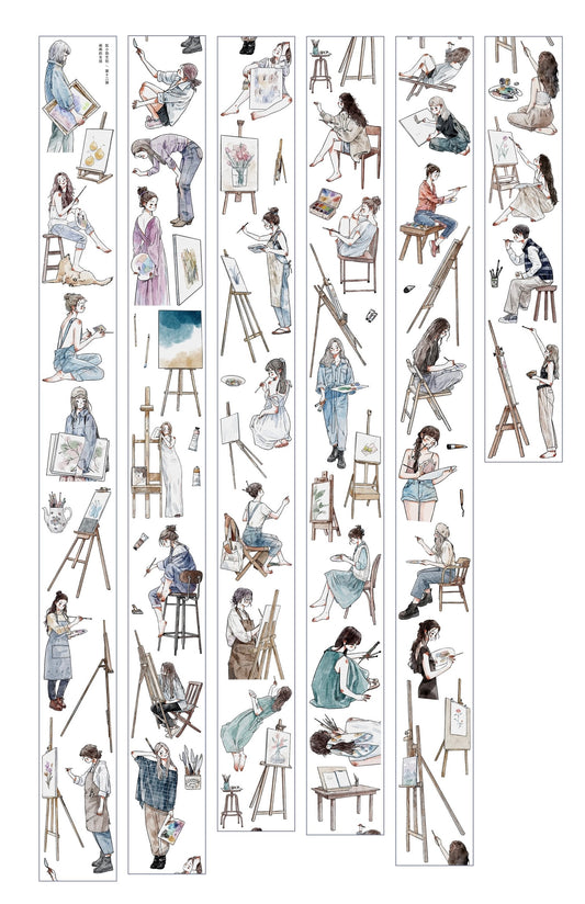 NEW! Kaixun - Drawing Girl | Kiss-cut | 6cm PET Tape | Release Paper