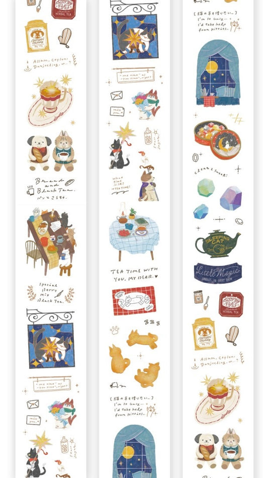 NEW! OURS - Tea Room "Sleeping Cat " | Kiss-cut | 4.5cm PET Tape | Release Paper | 5M